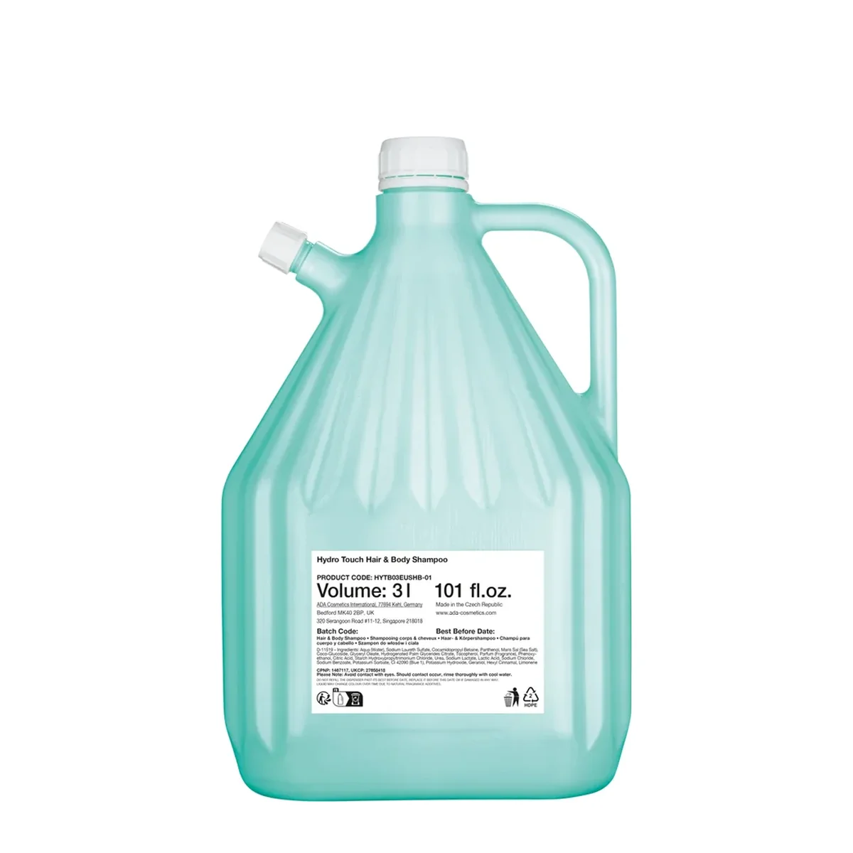 Hydro Touch Hair & Body Shampoo, Refill, 3 l