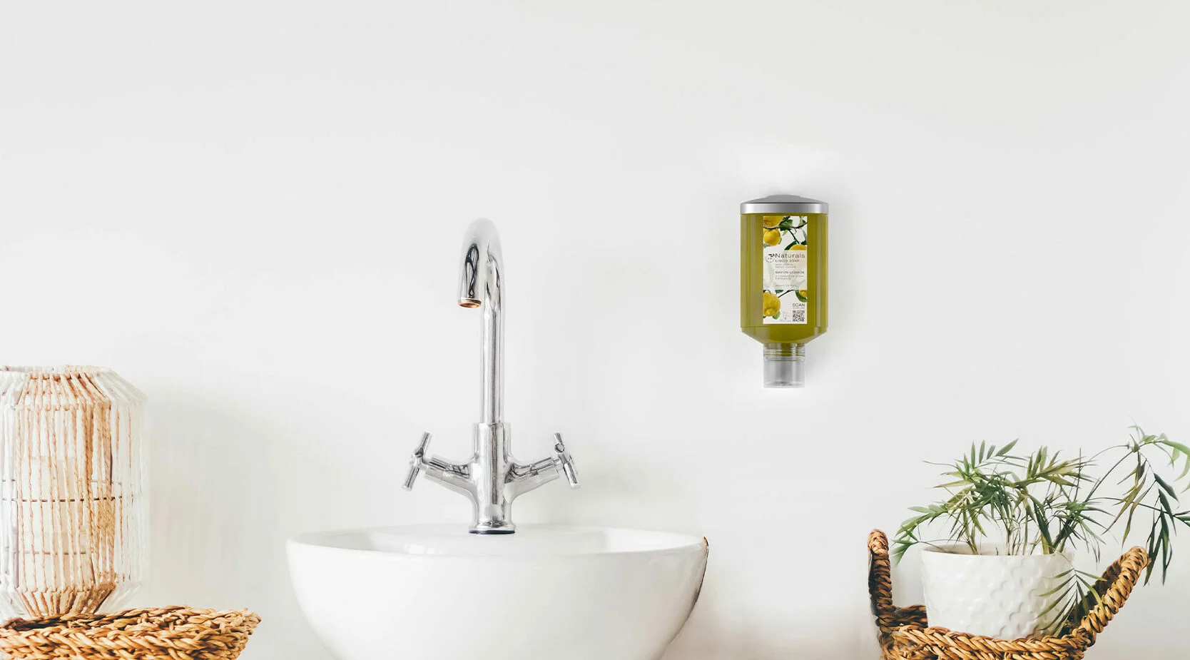 Dozator press + wash montat pe perete, deasupra lavoarului