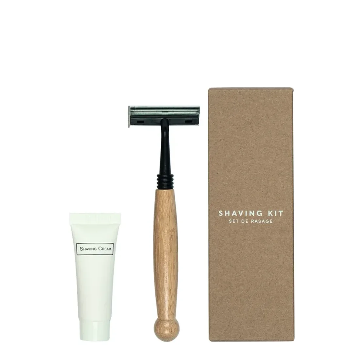 Set de ras, wooden handle razor