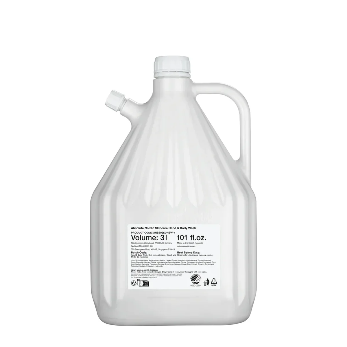 Absolute Nordic Skincare Hand & Body Wash, Refill, 3 l