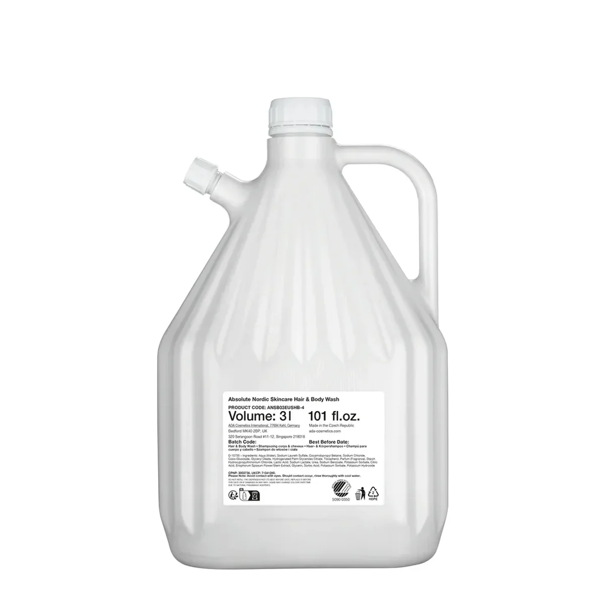 Absolute Nordic Skincare Hair & Body Shampoo, Refill, 3 l