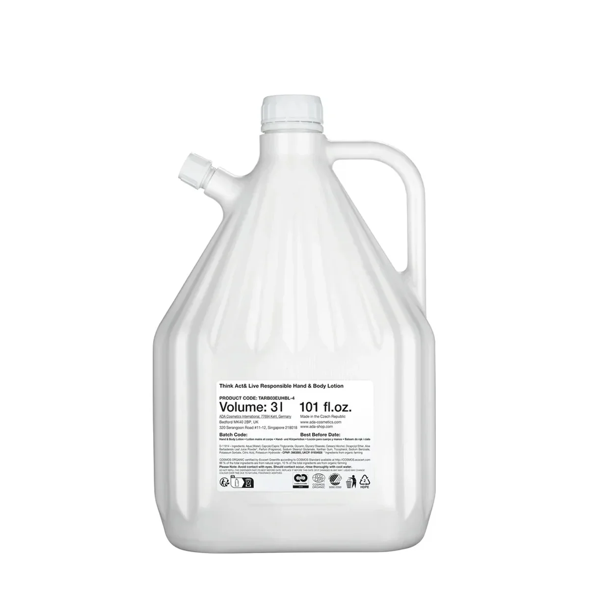 Think, Act & Live Responsible Hand & Body Lotion, Refill, 3 l