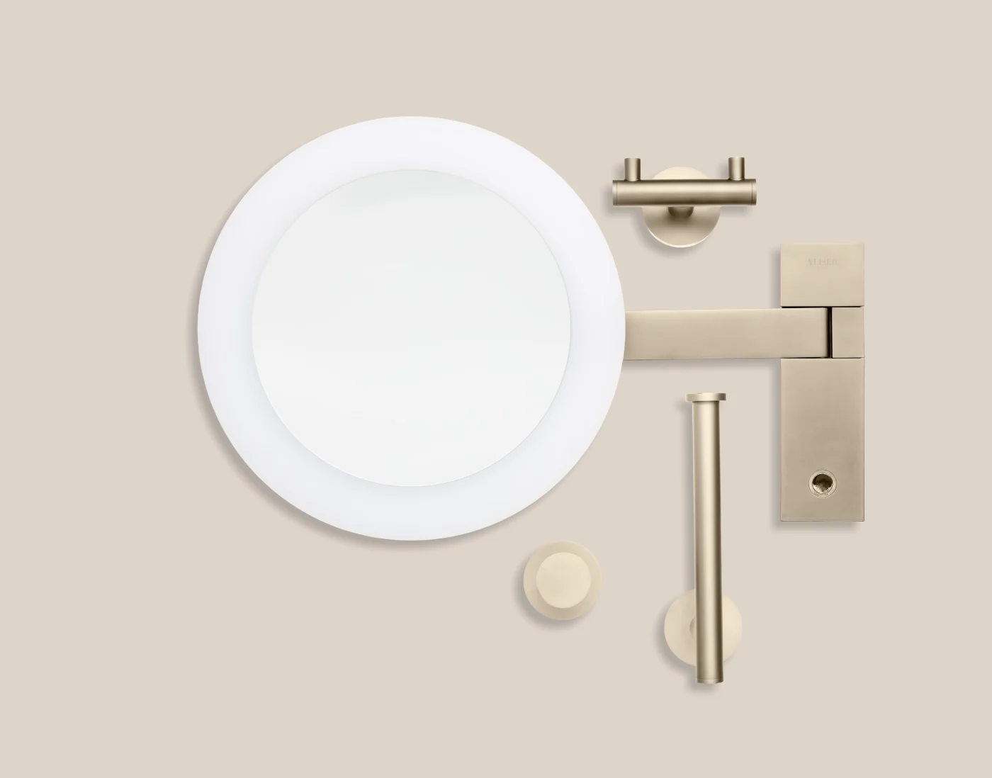 Hotel bathroom with Aliseo accessories in NU finish